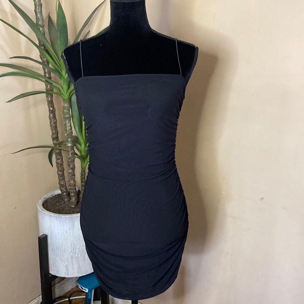 R.Yisposha Black Mini Dress with Cut outs in Back. Size L